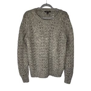 Banana Republic Women's Size Large Gray Metallic Yarn Wool Alpaca Sweater Warm